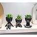 VENY TAYA 3PCS Human-Shaped Potted Artificial Plants Office Decor for Women and Men, Small Fake Plants Decor for Bedroom and Bathroom, Cute Faux Succulent Desk Decor for Office and Home, Black