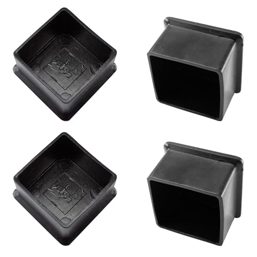 bociloy 4Pcs Square Chair Leg Caps, Flexible PVC Chair Leg Tips Cover, 40x40mm/1.6"x1.6" Furniture Foot Protectors, Non-Slip Table Chair Leg End Cap, Black