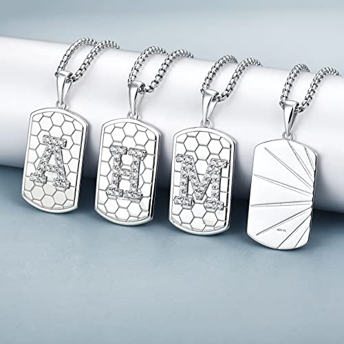 Yl Initial A-Z Letter Pendant Necklace 925 Sterling Silver Mens J Capital Letter White Gold Plated Stainless Steel Box Chain 24Inch #TOP4