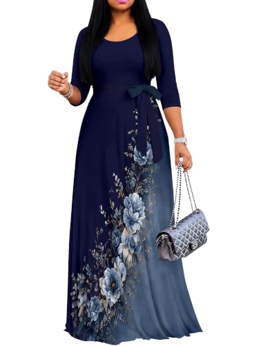 Image of Women's 3 /4 Sleeve Maxi Dress with Pockets