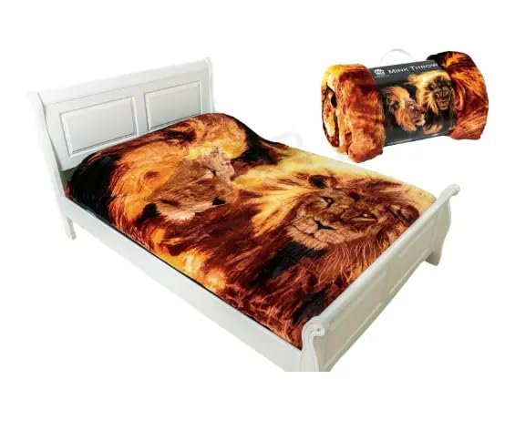 AMBERLINNEN LTD Mink Faux Fur Throw 3D Tiger Animal Print Effected Fleece Blanket Soft Bed Sofa Couch