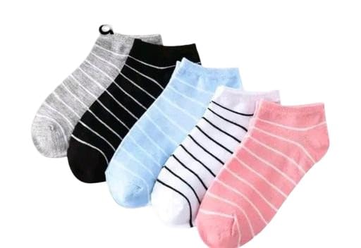 Trendy & Attractive Women's & Girls' Nylon Summer Ankle Socks | Striped Fashion Socks | Soft & Comfortable Regular | Pink | Pack of 5 Pairs Multi free size-picture-42