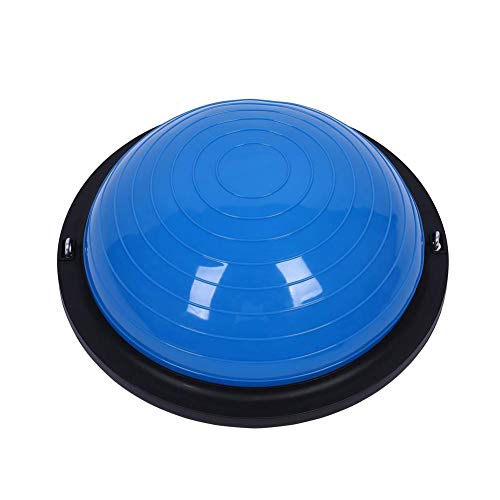 Auveach Pelota de equilibrio de 46 cm con bandas de resistencia y bomba de pie gruesa para yoga, pilates, fitness, entrenamiento en casa, para mujeres, adolescentes, color azul