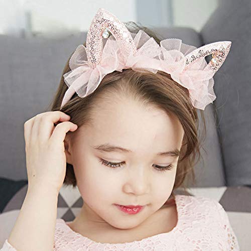Adorable Kids Girl Sequins Lace Cat Ear Hair Hoop Headband Party Costume Accessory Baby Toddler Headbands #TOP5