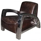 Komfortabel Clubsessel Memphis Vintage-Leder Chrom Echtleder Sessel Vintage Cigar Dunkelbraun