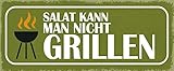 Deko7 Blechschild 27 x 10 cm BBQ Spruch: Salat kann Man Nicht Grillen
