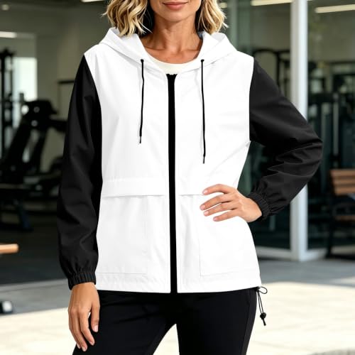 BUERCWS Womens Windbreaker Jacket Lightweight Hooded Raincoat with Pockets - image 6