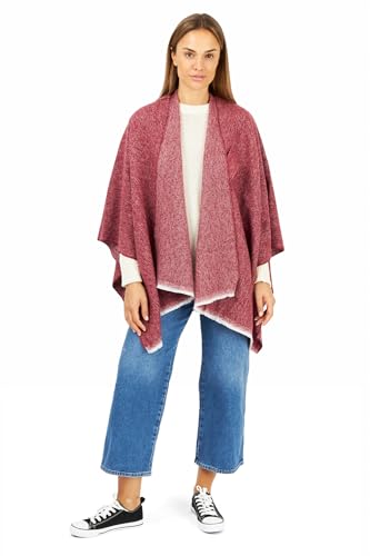 Image of Women's Shawl Wrap Poncho Ruana Cape Cardigan Sweater Open Front for Fall Winter Spring
