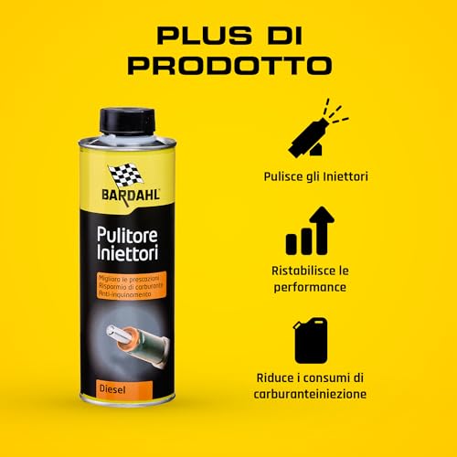 Bardahl - Additivo Pulitore Iniettori Diesel - Lubrifica Gli Iniettori e la Pompa del Gasolio, Migliora Le Prestazioni, Compatibile con Filtro Antiparticolato, 500 ml