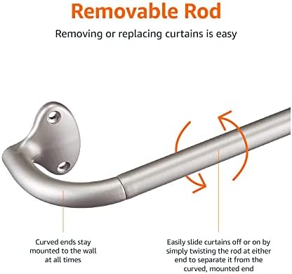 Amazon Basics Extendable Room Darkening Blackout Curtain Rod with Curved Pole - 71 to 122cm, Nickel