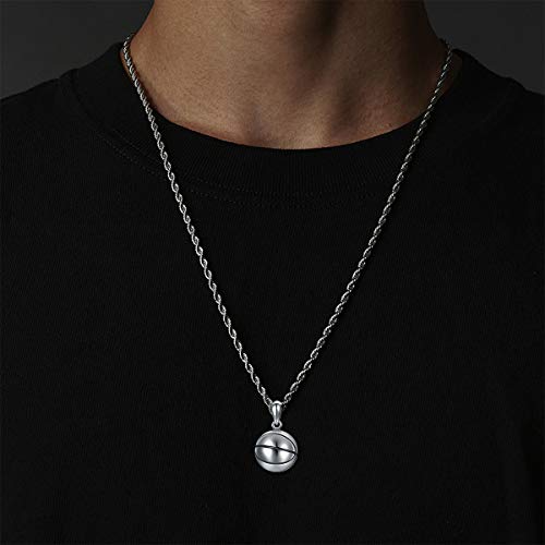 Cekama 925 Sterling Silver Basketball Necklace For Men & Boys Exquisite Sport Pendant Necklace Jewelry Gift For Christmas Birthday School #TOP2