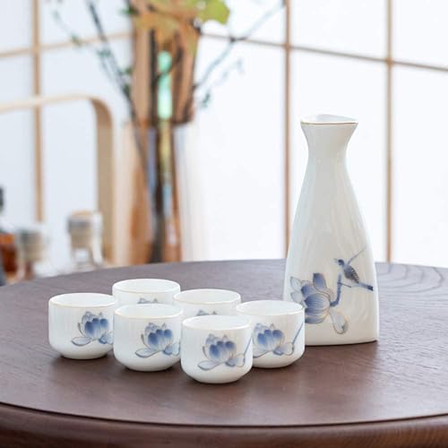 Service à saké en céramique blanche RWRAPS idée cadeau originale de 7 pièces