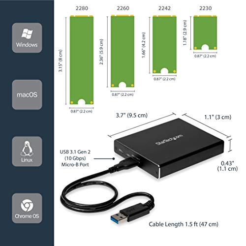 Boîtier M.2 SATA RAID StarTech.com SM22BU31C3R en aluminium haute performance