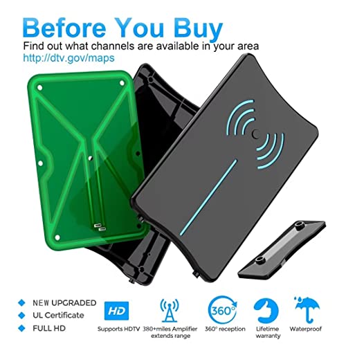 Amplified Hd Digital Tv Antenna, Support 4K 1080P Fire Tv Stick And All Older Tv's Indoor Hdtv Local Channels, Signal Booster - 16.5Ft Coaxial Cable #TOP3