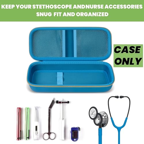 Image of Stethoscope Case for 3M Littmann Classic III /Cardiology IV, Sky-Blue | for MDF Acoustica Stethoscopes, for Nurses, Doctors, Nursing School Essentials, Students, Clinic, EMS, Travel, Hard Bag Only