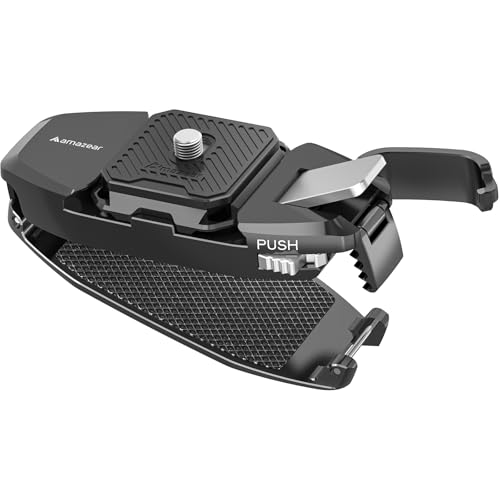 AMAZEAR Clip de sac à dos amélioré pour appareil photo reflex numérique, utilisation à une main, clip de ceinture avec support de plaque à dégagement...