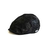 DASMARCA Mens Suede Distressed Leather Gatsby Fitted Cap - Alex Black XL