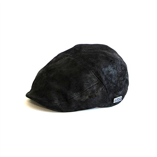 DASMARCA Mens Suede Distressed Leather Gatsby Fitted Cap - Alex Black XL