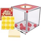FOMIYES Wiederverwendbare Durchsichtige Losbox aus Robustem Material 25cm Würfel mit Lottokugeln Stift und Aufklebern Multifunktionale Spenden und Verlosungsbox für Feiern und