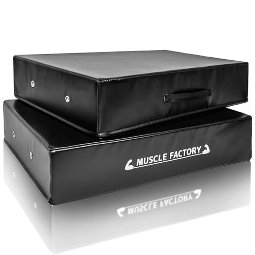 MUSCLE FACTORY ドロップマット 50×70cm 厚さ15cm ダンベルマット バーベル 防音 衝撃吸収 圧縮ウレタン PVCレザー デッドリフト 床保護 筋トレ トレーニング ホームジム 2個セットの商品画像（Amazon）