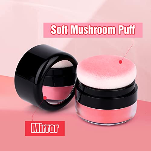 Natural Blush Loose Powder Blusher Pink Air Cushion Blush With Soft Mushroom Puff Long-Wearing Matte Face Blusher Makeup, Orange Pink, 1 Count #TOP2