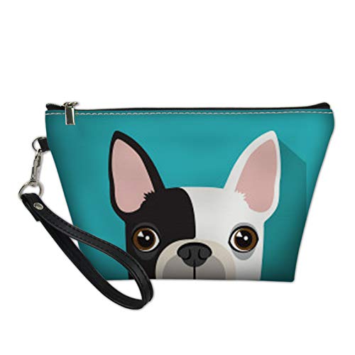 Howilath - Astuccio per cosmetici a forma di bulldog francese, con manico portatile, Bulldog Francese Turchese, Taglia unica, Beauty Case