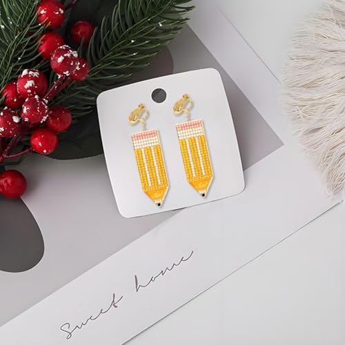 Bijoux de rentrée scolaire pour femme : boucles d'oreilles pour enseignantes avec clips confort