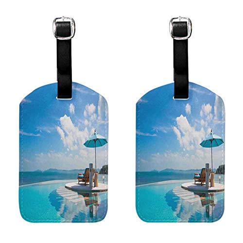 Seaside Privacy baggage tag （2 PCS） Beach Chair With Umbrella on Private Pool