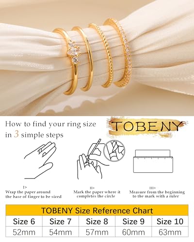 TOBENY Stackable Silver Gold Rings for Women Non Tarnish 14K Gold Plated Cubic Zirconia Ring Set Trendy Dainty Engagement Wedding Bands Thumb Rings Stacking Promise Statement Rings Jewelry Size 6-104