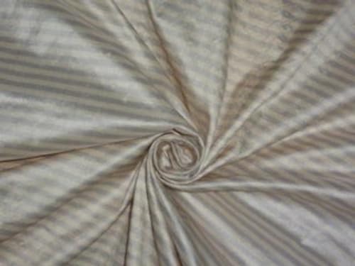 Tissu Dupioni en soie 137,2 cm large rayé gris et crème pour couture robe
