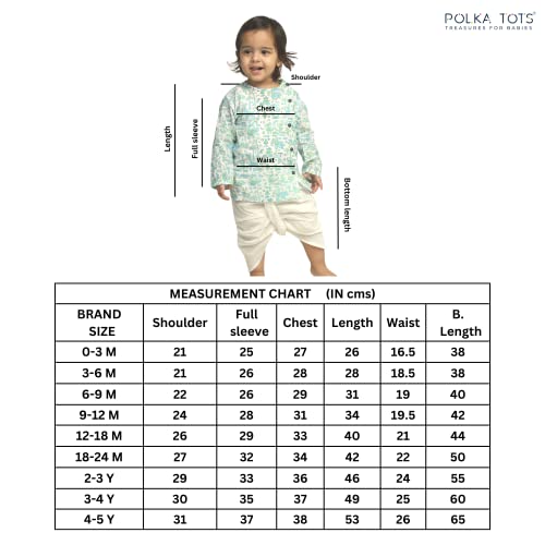 Image of POLKA TOTS Boy's Cotton Full Sleeve Angrakha Kurta with Dhoti Set for Baby Kid, Traditional Ethnic Wear for Kids, Printed Dhoti Kurta Set with Round Neck for Boy's