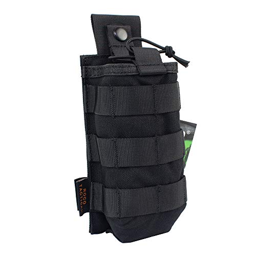 ROCOTACTICAL Tactical Radio Pouch, 1000D Nylon Tactical Molle Radio Pouch Holster Compatible with 5.11 Bags/Packs (Black)