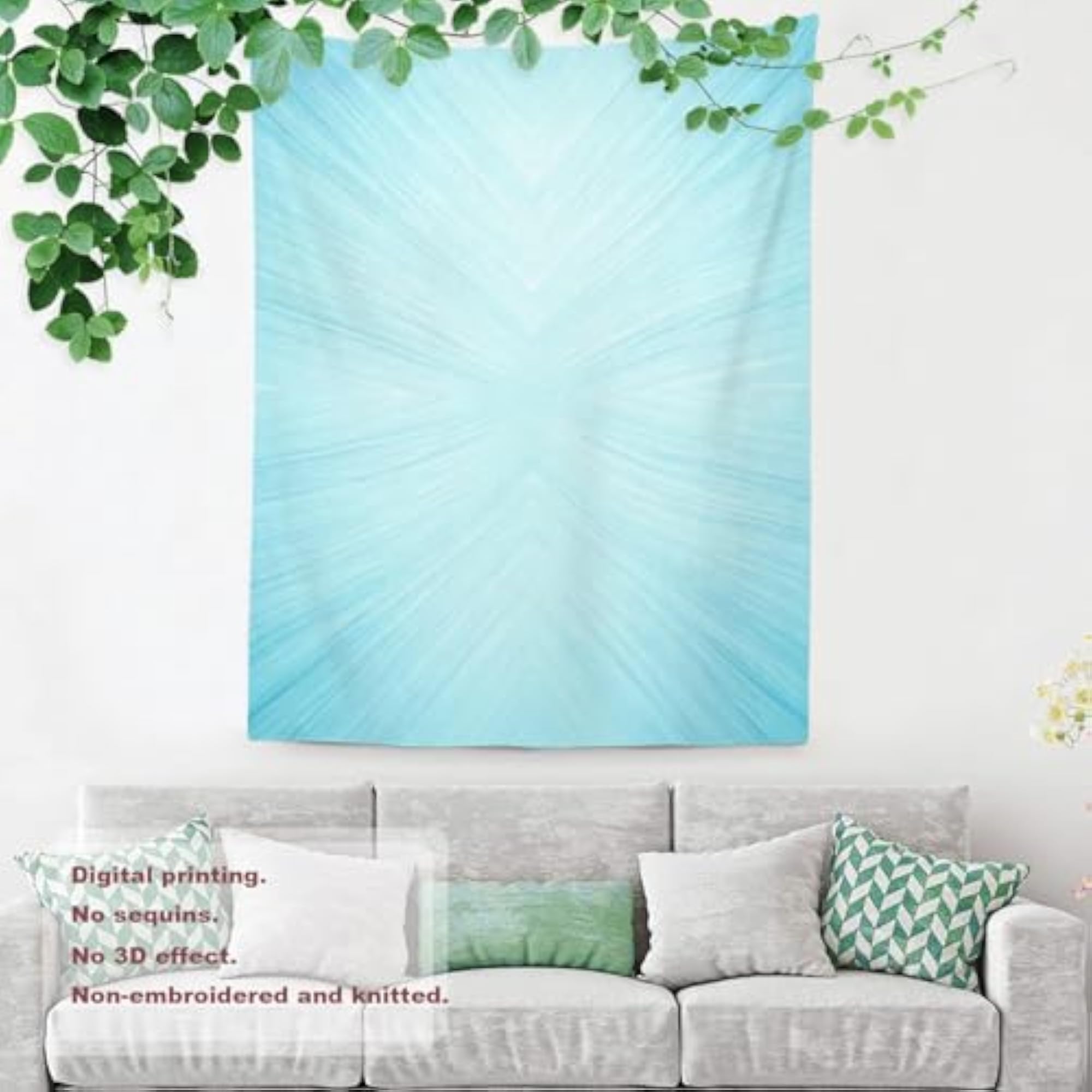 Light Blue Pure Bright Wall Tapestry, Turquoise Color