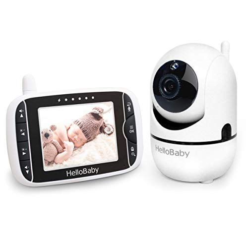 HelloBaby Video Baby Monitor with Remote Camera Pan-Tilt-Zoom, 3.2'' Color LCD Screen, Infrared
