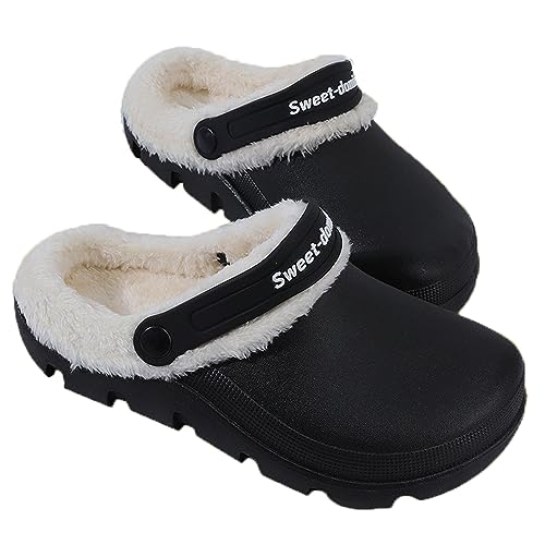 Garden Clogs Fuzzy for House : Women Men Warm Fur Lined Slippers for Winter Unisex Non-Slip Mules for Indoor Outdoor - Main Image