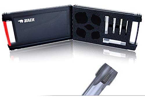 BAER Gewindeschneider Set HSSG: Gewindebohrer G(BSP) 1/8'' - 3/4'' - Rohrgewindeschneider - Gewindeschneidersatz - Bohrer-Set - Rohrgewinde - Gewinde schneiden - Gewindeschneidset