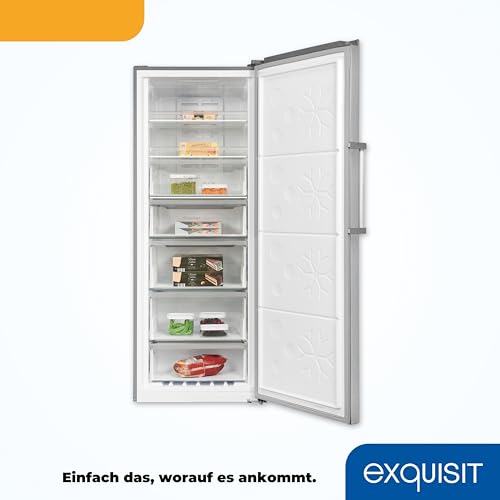 Exquisit Gefrierschrank, Tiefkühlschrank, 380 Liter, NoFrost, Kühlfunktion, Schnellgefrieren, Schnellkühlen, Alarm-Funktion, 4-Sterne-Gefrierfach, Gefrierschrank NoFrost groß, GS380-NF-H-050E inoxlook