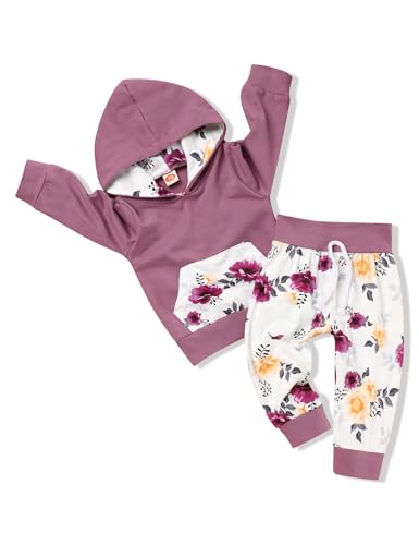 Image of Baby Girl Outfit Toddler Girl Clothes Long Sleeve Sweatshirt and Floral Pants Baby Girl Fall Clothes