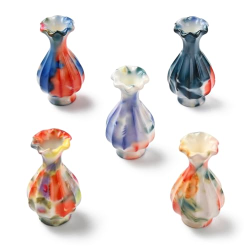 Magibeads 5Pcs Miniature Resin Flower Vase Mini Floral Vase Decorations Display Ornaments Micro Landscape Dollhouse Accessories Dollhouse Living Room Decor Mini Ornaments Pretending Prop Decoration