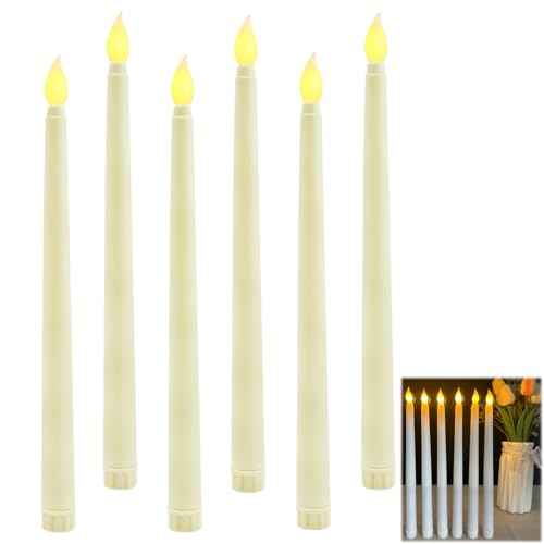 6 Pièces Bougie Led Flamme Vacillante, Bougie d'Ivoire Électrique Fonctionnant sur Piles, Lumière Chaude Vacillante, Fausse Bougie Décorative pour Mariage, Pâques, Fête