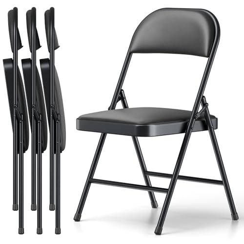 MAKE CHANGES Folding Chair, PU Leather Padded...