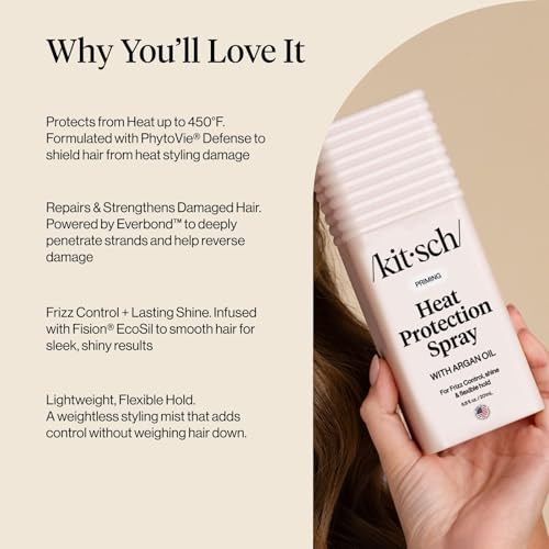 Kitsch Heat Protection Spray for Hair - With Argan Oil 6.8oz | Heat Protectant for Hair – Styling Hair Spray for Frizz Control, Shine & Damage Protection – Protects Strands - image 4