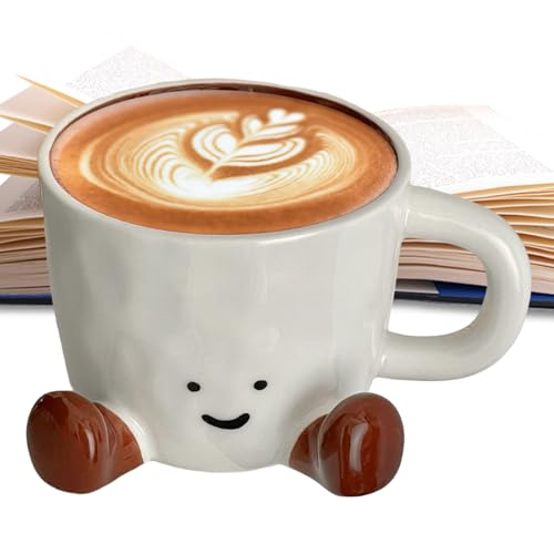 Novelty Tea Cup with Feet, Ceramic Hand Kneaded Cute Coffee Mug, Funny Coffee Tea Mug for Women Men Christmas Birthday, Decorative Desk Accessory for Offices Home