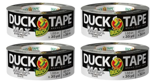 Image of Duck Brand Max Strength Duct Tape, White, 4 Rolls, 1.88 Inch x 35 Yards Each, 240866