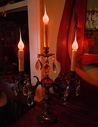 Goothy Silicone Dipped Flicker Flame Candle Light Bulbs, 1 Watts Silicone Replacement Bulbs For Country Style Electric Window Candle Lamps Chandeliers, Fit In C7/E12 Candelabra Base, 120 Volt-12 Pack #TOP6