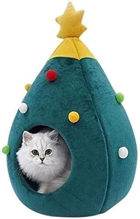 ADITAM, casa para Mascotas con Forma de árbol de Navidad, Tienda cálida para Dormir, Cama para Mascotas, casa para Gatos, Cueva para Gatos, Cama cálida de Invierno para Gatos y Perros pequeños Double