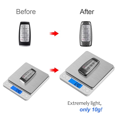 T-carbon Key Fob Cover fits for Genesis,Real Carbon Fiber Car Key Case Protector Keychain Smart Key Fob Holder Compatible with G70 G80 G90 GV70 GV80 GV90 Key Fob Cover,Silver Black by T-carbon - Image 3