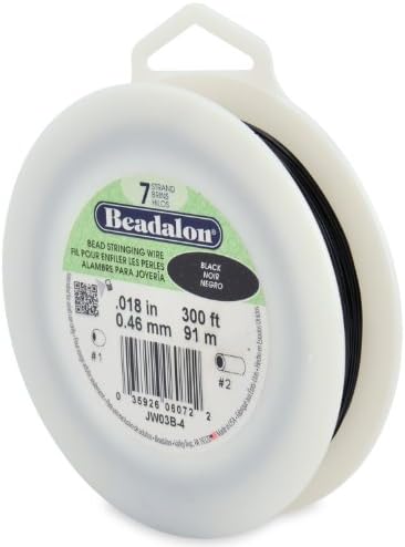 Beadalon 7 Strand Stainless Steel Bead Stringing Wire.018 in / 0.46 mm, Black, 300 ft / 91 m