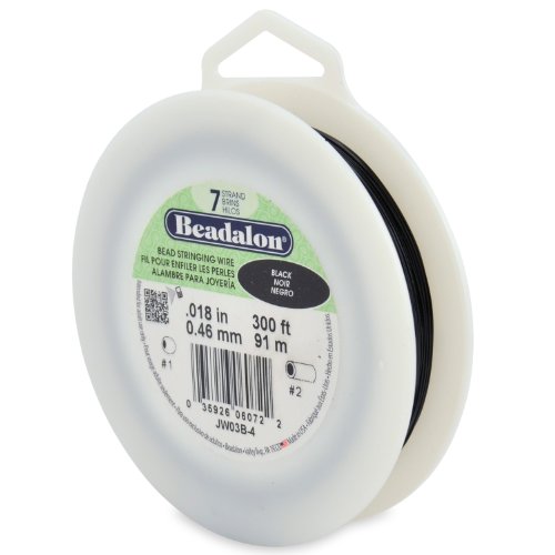 Beadalon 7 Strand Stainless Steel Bead Stringing Wire.018 In / 0.46 Mm, Black, 300 Ft / 91 M #TOP3