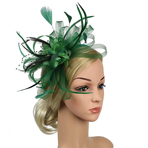 Bankettfeder Haarnadeln, Kopfschmuck Hochzeit Braut Tiara Frauen Fascinators Clip Damen Zubehör Hochzeit Frauen Kopf Band,Grün Cover